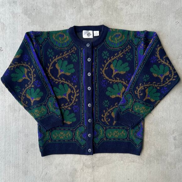 Vintage Y2K button up knit cardigan style sweatshirt - Picture 1 of 4